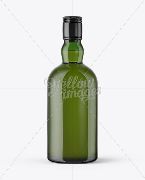 Green Glass Bottle with Whiskey Mockup PSD #3