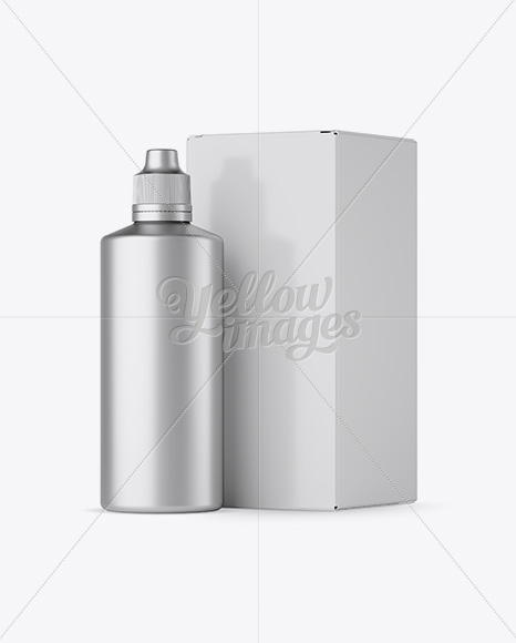 Metallic Plastic Bottle With Carton Box Mockup PSD #3