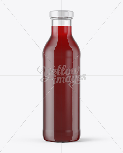 Clear Glass Bottle With Cherry Juice Mockup PSD #3