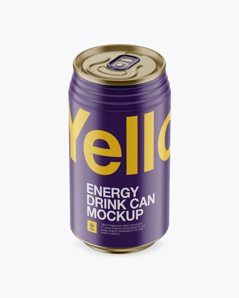 Download 330ml Matte Aluminium Can Mockup (High-Angle Shot) in Can Mockups on Yellow Images Object Mockups