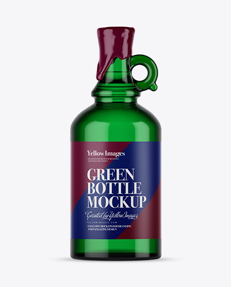 Green Glass Bottle With Handle & Wax Top Mockup