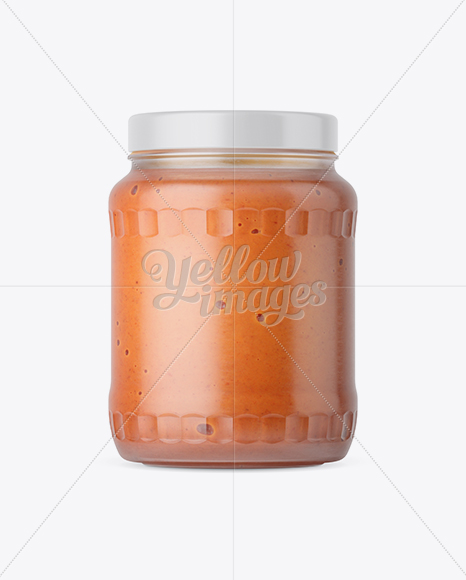 700ml Clear Glass Sauce Jar Mockup