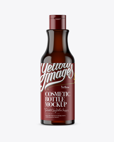 Dark Amber Cosmetic Bottle Mockup Dark Amber Cosmetic Bottle Mockup