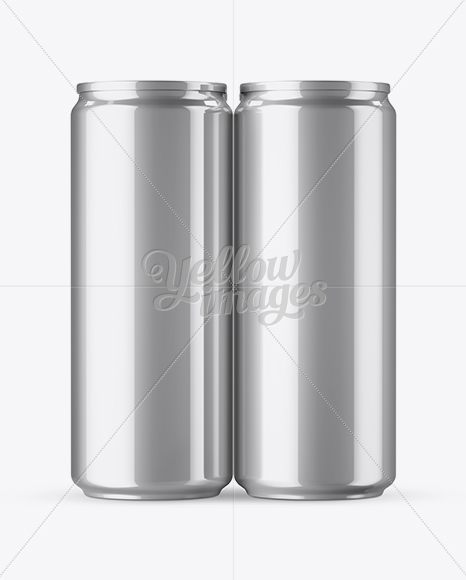 Free 4 Metallic Aluminium Cans Mockup - Front View PSD Mockups