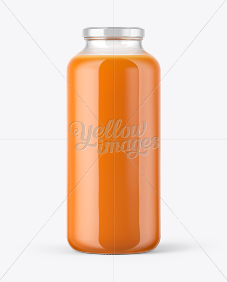 Clear Glass Bottle with Carrot Juice Mockup PSD #3