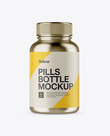 Metallic Pills Bottle Mockup In Bottle Mockups On Yellow Images Object Mockups