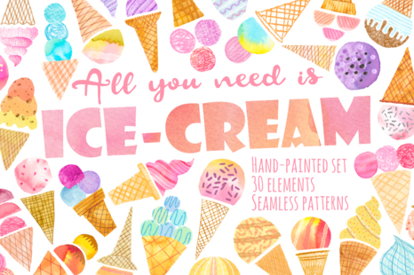 Watercolor ice-cream set