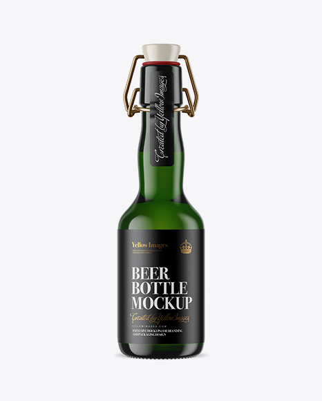 Green Glass Beugel Bottle Mockup