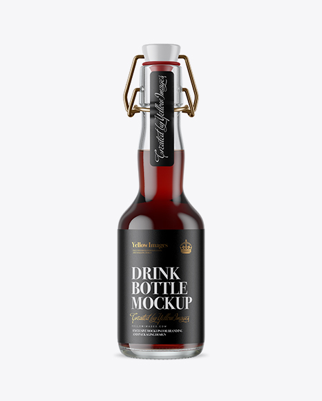 Clear Glass Beugel Red Drink Bottle Mockup
