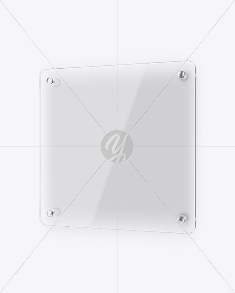 Square Glass Nameplate With Round Corners Mockup   Half Side View PSD #3