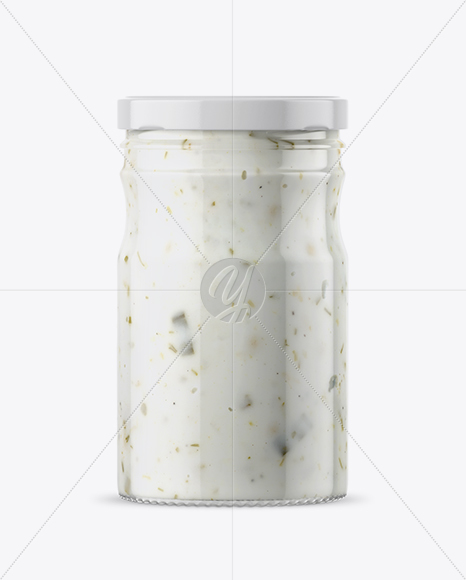 Clear Glass Jar with Garlic Sauce Mockup PSD #3