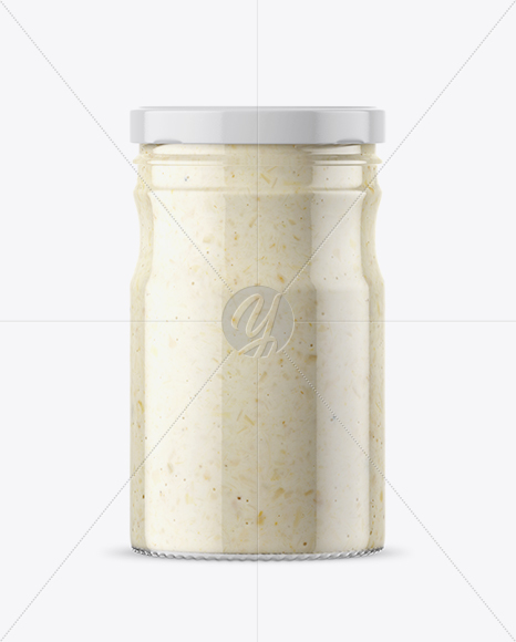 Clear Glass Jar with Horseradish Mockup PSD #3