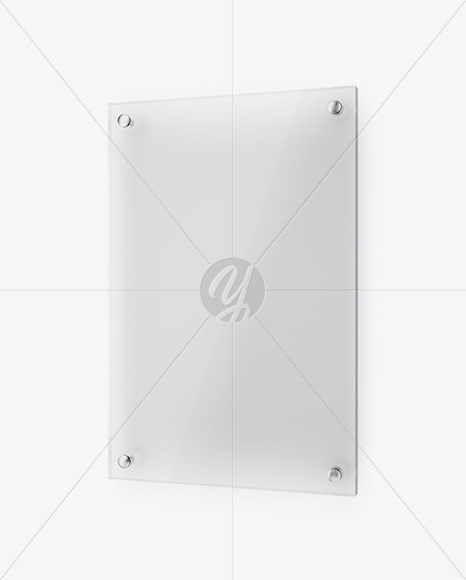 Vertical Frosted Glass Nameplate Mockup   Half Side View PSD #3