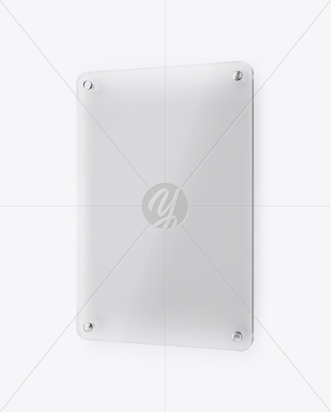 Vertical Frosted Glass Nameplate W  Round Corners Mockup   Half Side View PSD #3