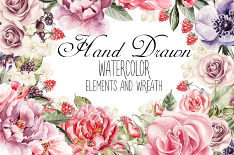 watercolor ELEMENTS and WREATH