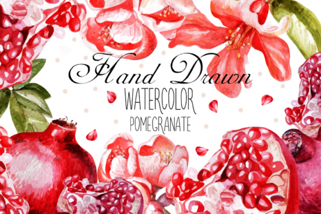 Beautiful watercolor pomegranates