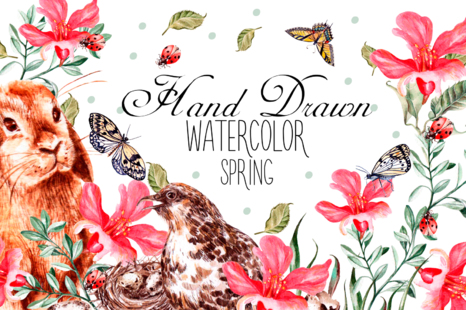 Hand Drawn watercolor SPRING