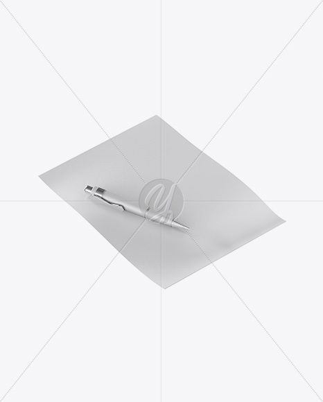 Paper With Pen Mockup   Half Side View PSD #3