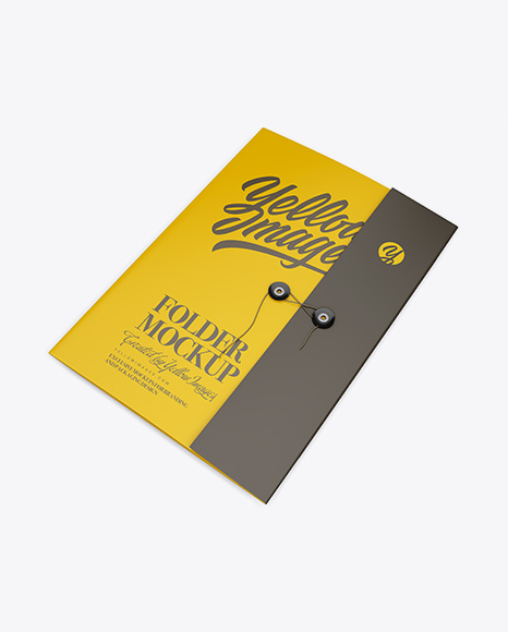 Download Free Matte Folder With String Closure - High-Angle Shot PSD Template