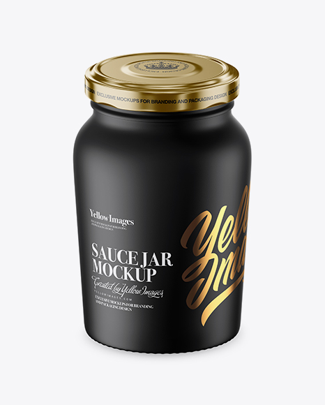 Download Matte Sauce Jar Mockup (High-Angle Shot) Object Mockups