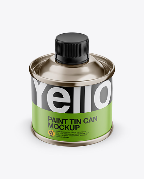 Download Tin Can with Matte Label Mockup - Front View (High Angle Shot) Object Mockups