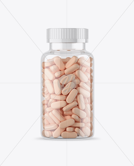 Clear Bottle With Pills Mockup PSD #3