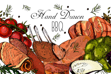Hand Drawn &#034;BBQ&#034;