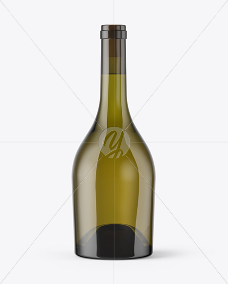 Antique Green Glass Bottle With White Wine Mockup PSD #3