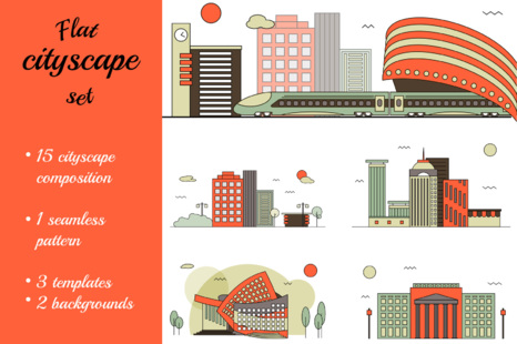 Flat Cityscape Set