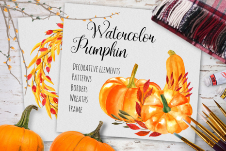 Watercolor pumpkins