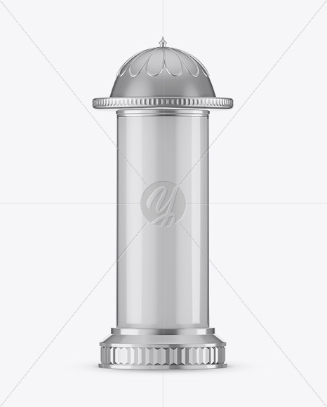 Round Glossy Street Advertising Pillar with Glossy Label Mockup - Front View adv 44676