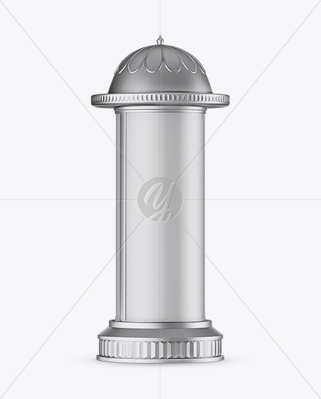 Round Matte Street Advertising Pillar with Matte Label Mockup - Half Side View 3/4 44665