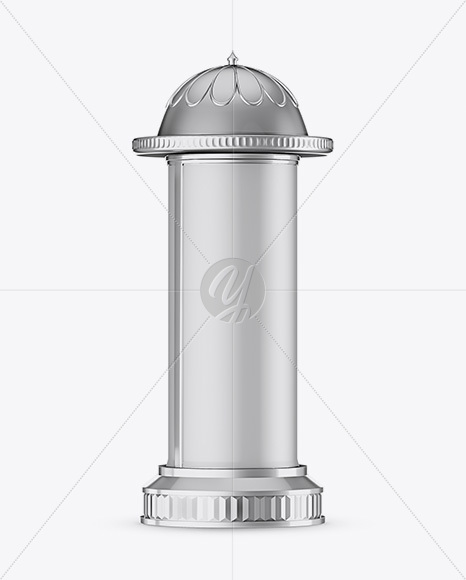 Round Glossy Street Advertising Pillar with Matte Label Mockup   Half Side View PSD #3
