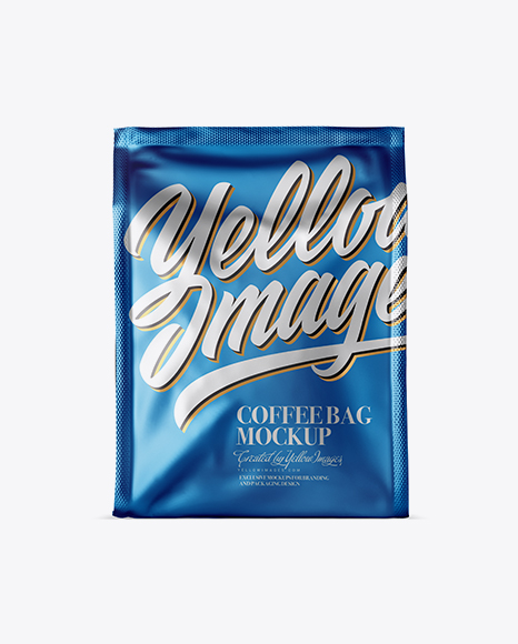 Matte Metallic Coffee Bag Mockup - Front View