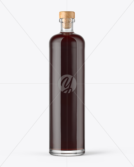 Free Black Rum Bottle with Wooden Cap Mockup