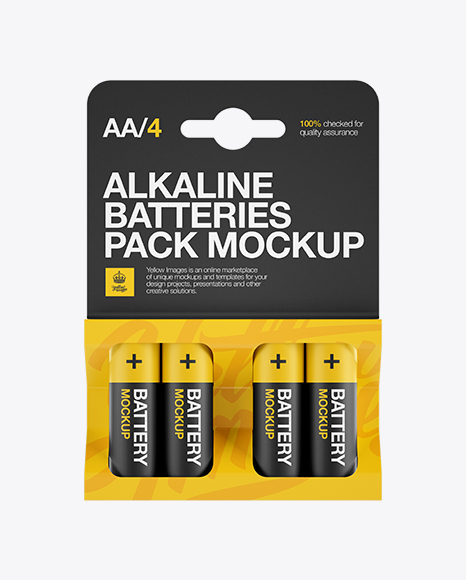 4 Pack Mat Battery AA Mockup - Front View 4 Pack Mat Battery AA Mockup - Front View