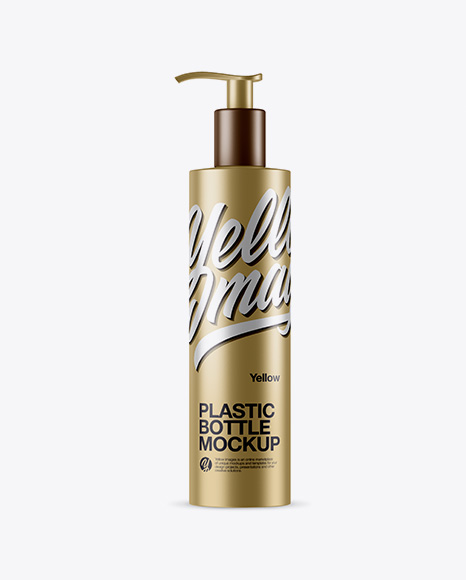 Metallic Plastic Bottle with Batcher Mockup