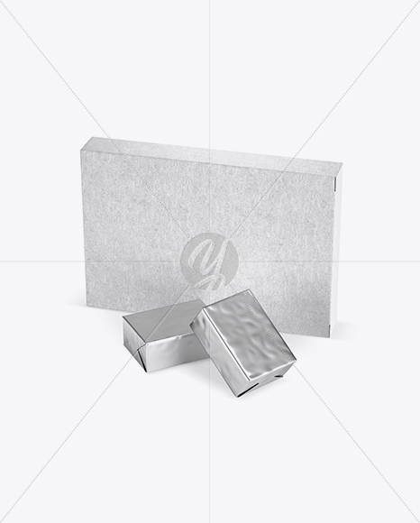 Kraft Paper Box With Two Metallic Blocks Mockup PSD #3