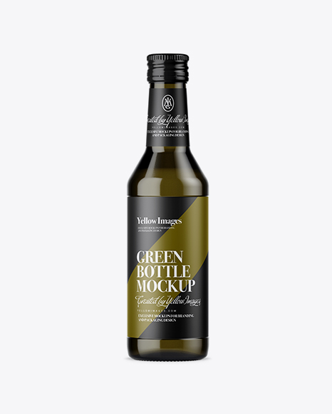 Antique Green Glass Bottle Mockup
