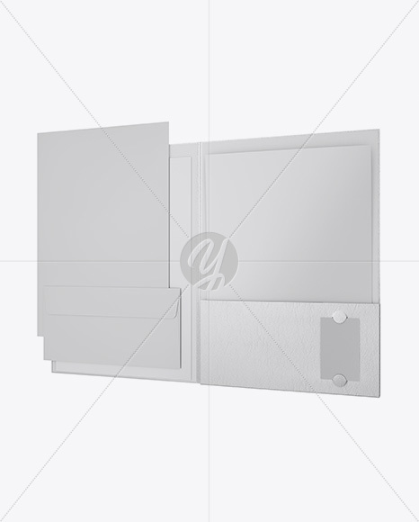 Laether Folder with Papers and Envelope Mockup   Half Side View PSD #3