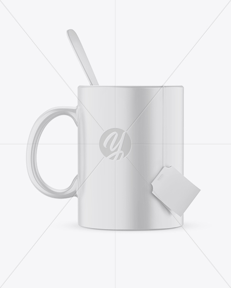 Matte Mug With Tea Bag   Spoon Mockup PSD #3