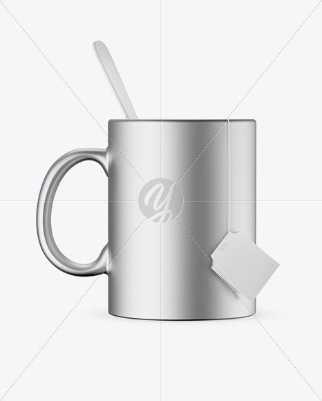 Metallic Mug With Tea Bag   Spoon Mockup PSD #3