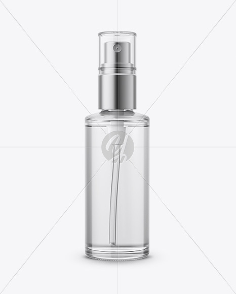 Clear Sprayer Bottle with Metallic Cap Mockup PSD #3