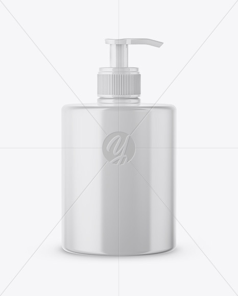 Free Glossy Plastic Bottle with Pump Mockup
