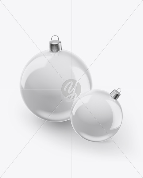 Two Glossy Christmas Balls Mockup PSD #3