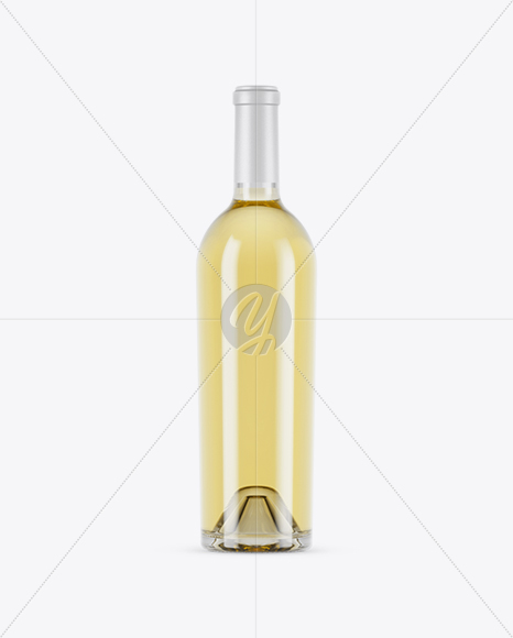 750ml Clear Glass White Wine Bottle Mockup PSD #3