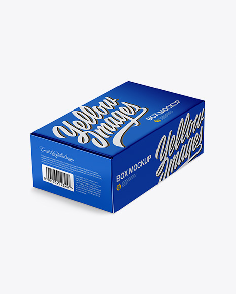 Metallic Box Mockup - Half Side View (High-Angle Shot)