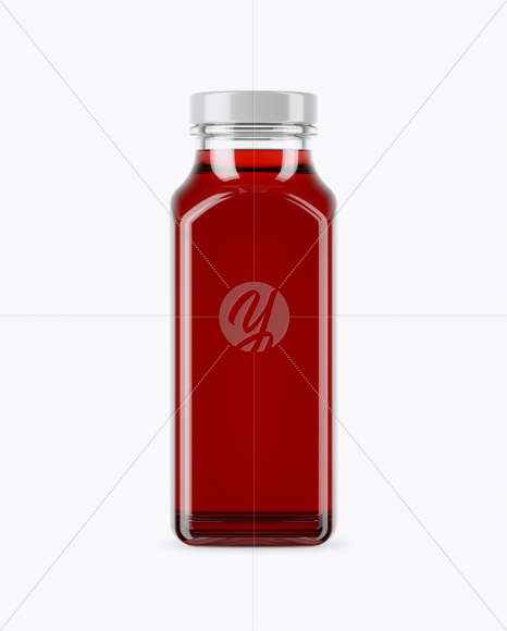 Free Clear Glass Bottle With Cherry Juice Mockup