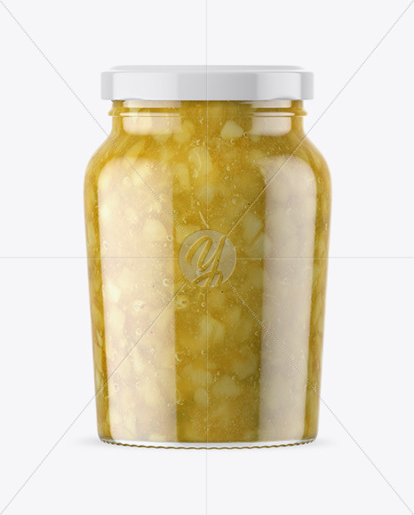 Clear Glass Jar with Pear Jam Mockup PSD #3