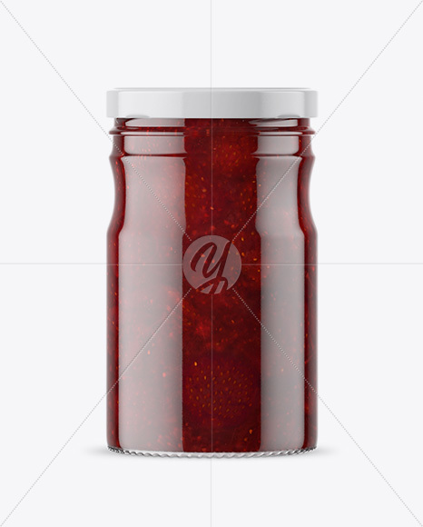 Clear Glass Jar with Strawberry Jam Mockup PSD #3